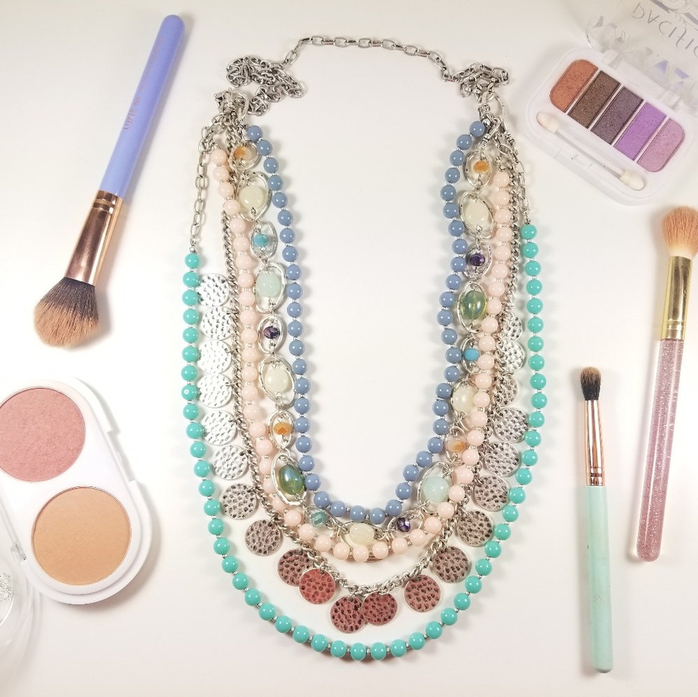 Premier  Designs Sugar Rush Necklace Pastel Chunky Silver Multiway